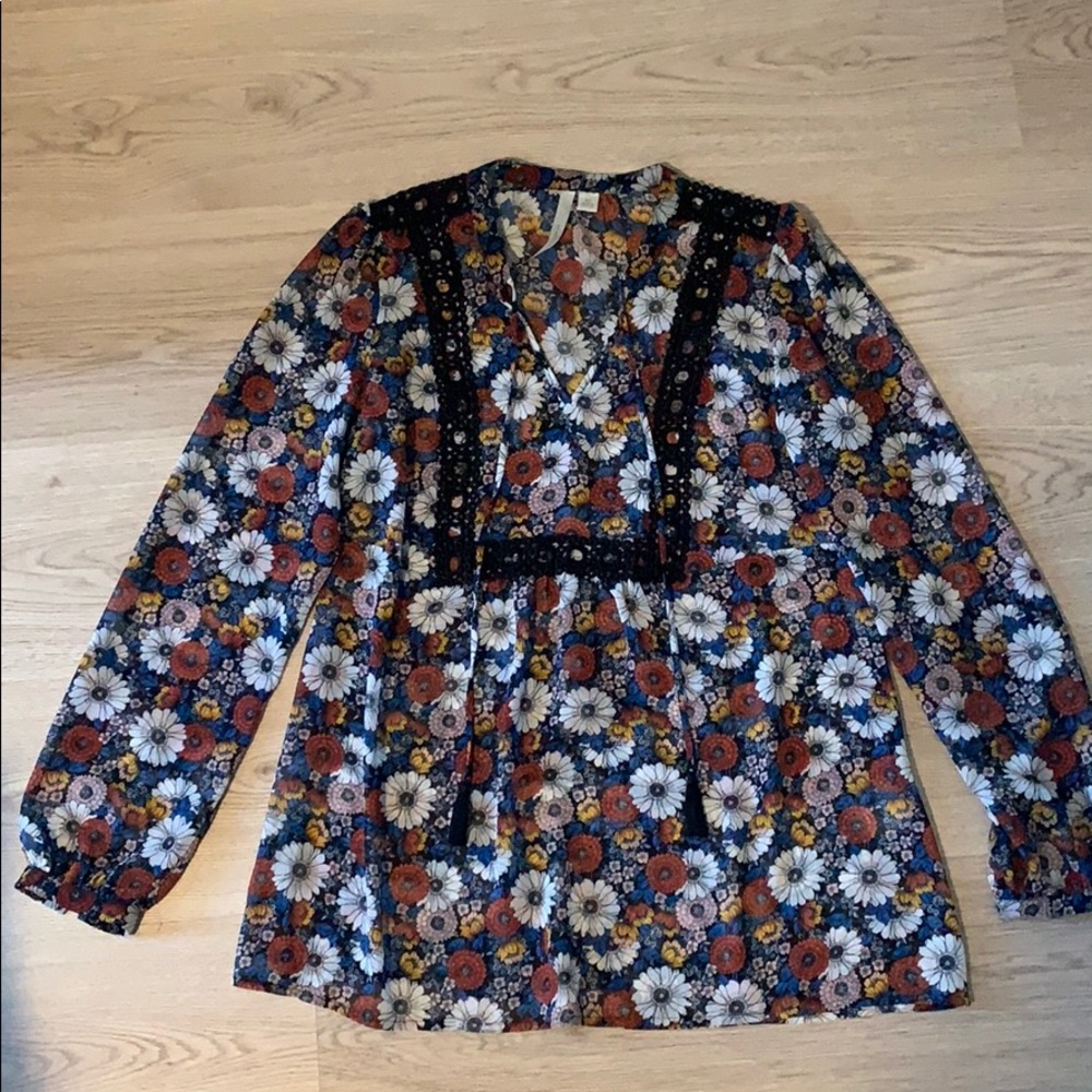 Sheer floral patterned blouse